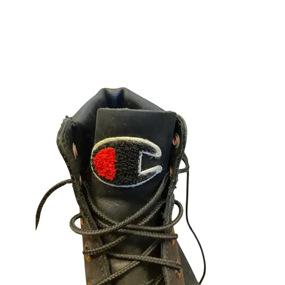 Timberland x Champion Black Boots Utility Winter Shoes Pimaloft Lace Up Size 5.5